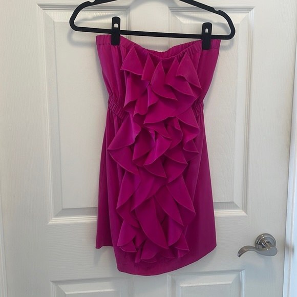 Twelfth Street by Cynthia Vincent Hot Pink Ruffle Mini Dress - Picture 1 of 4